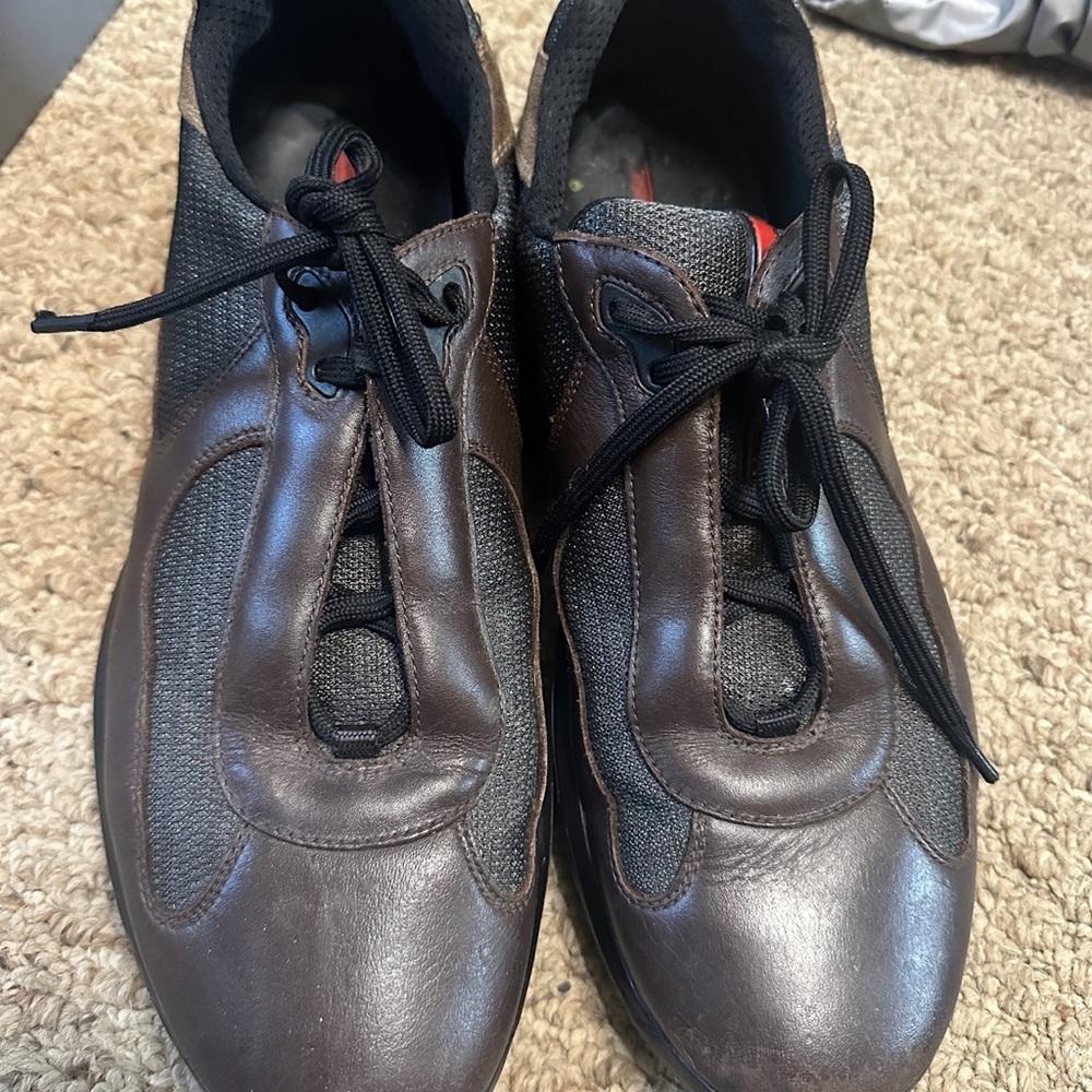 Prada Men's Black and Brown Sneakers